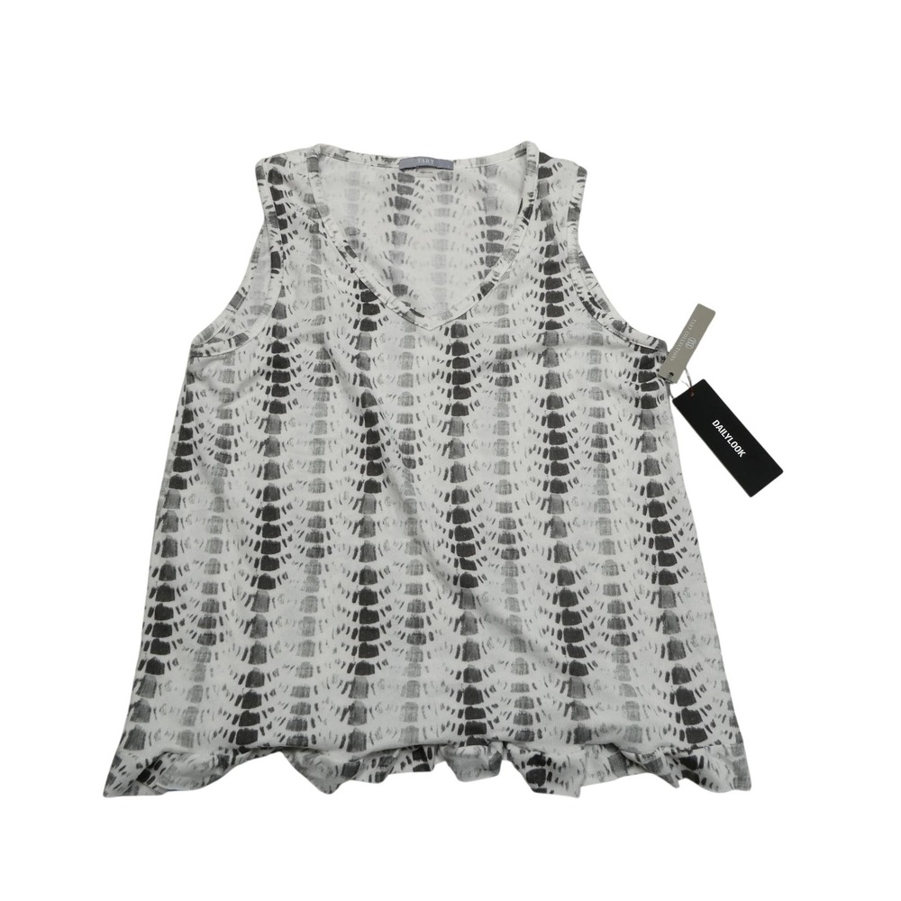Tart Collections Tank Top Womens Large Gray White Tie‎ Dye Sleeveless Stretch